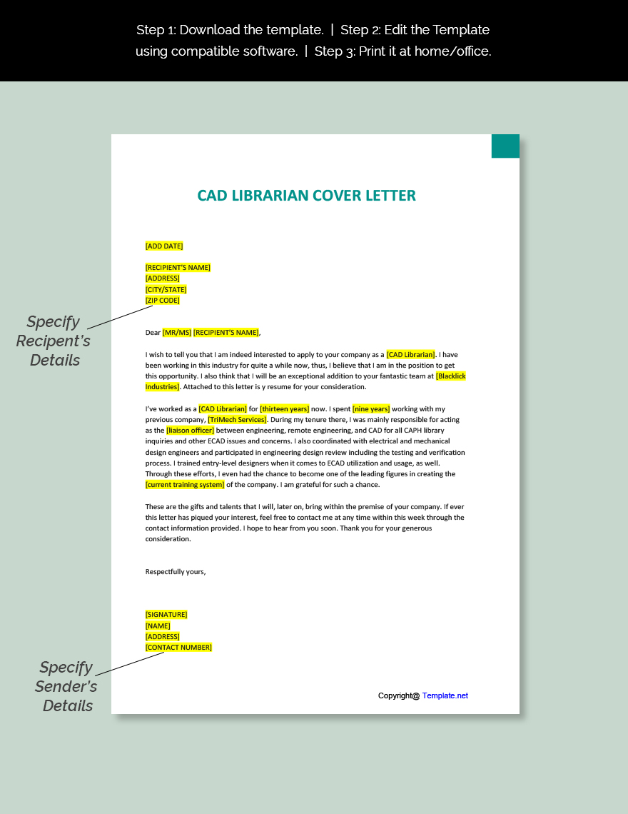 CAD Librarian Cover Letter