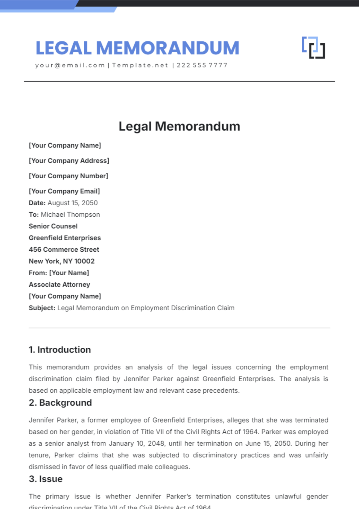 Legal Memorandum Template