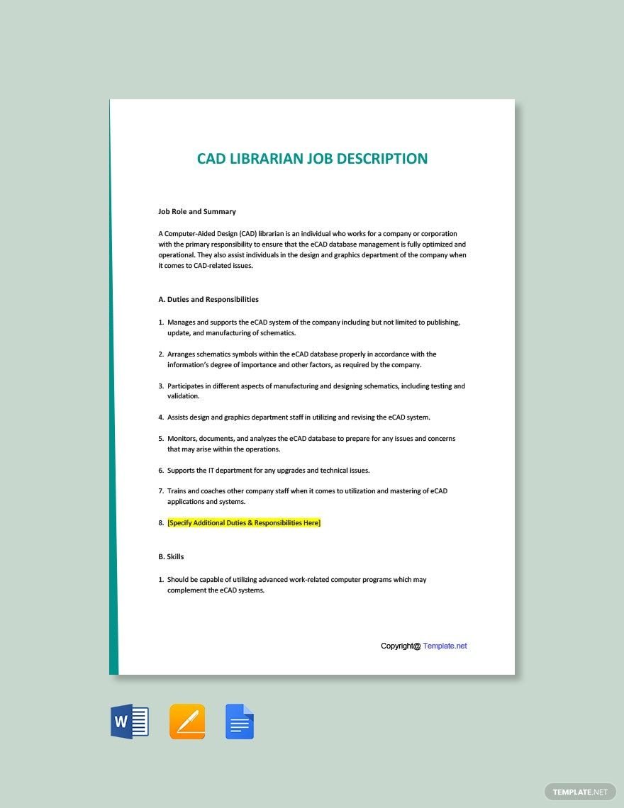 CAD Librarian Job Ad/Description Template