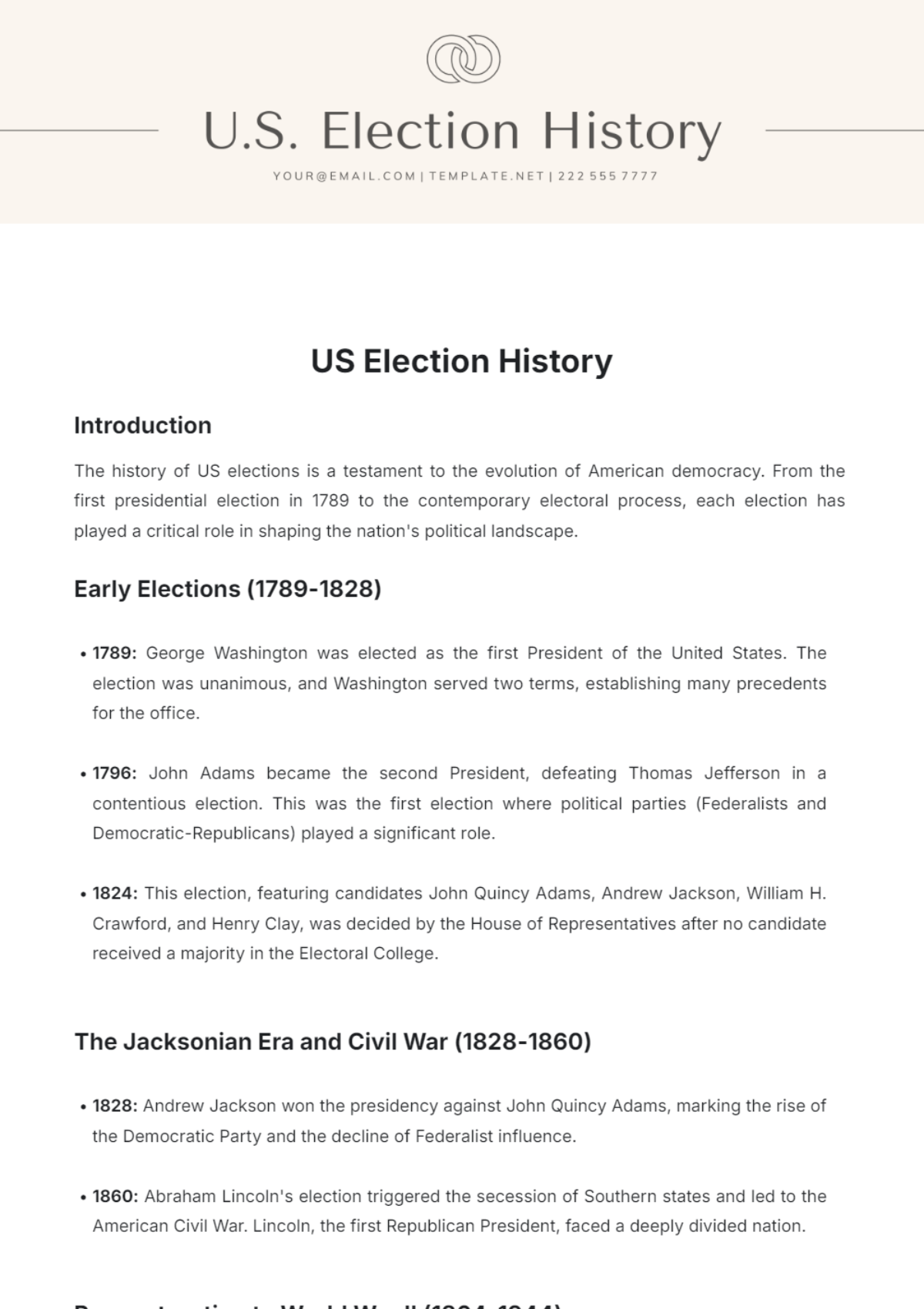 US Election History Template - Edit Online & Download