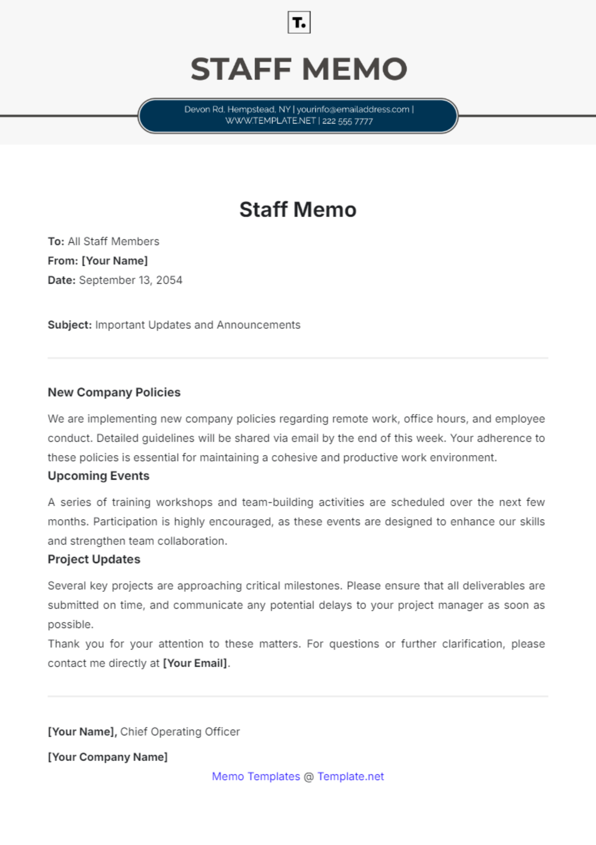 Staff Memo Template