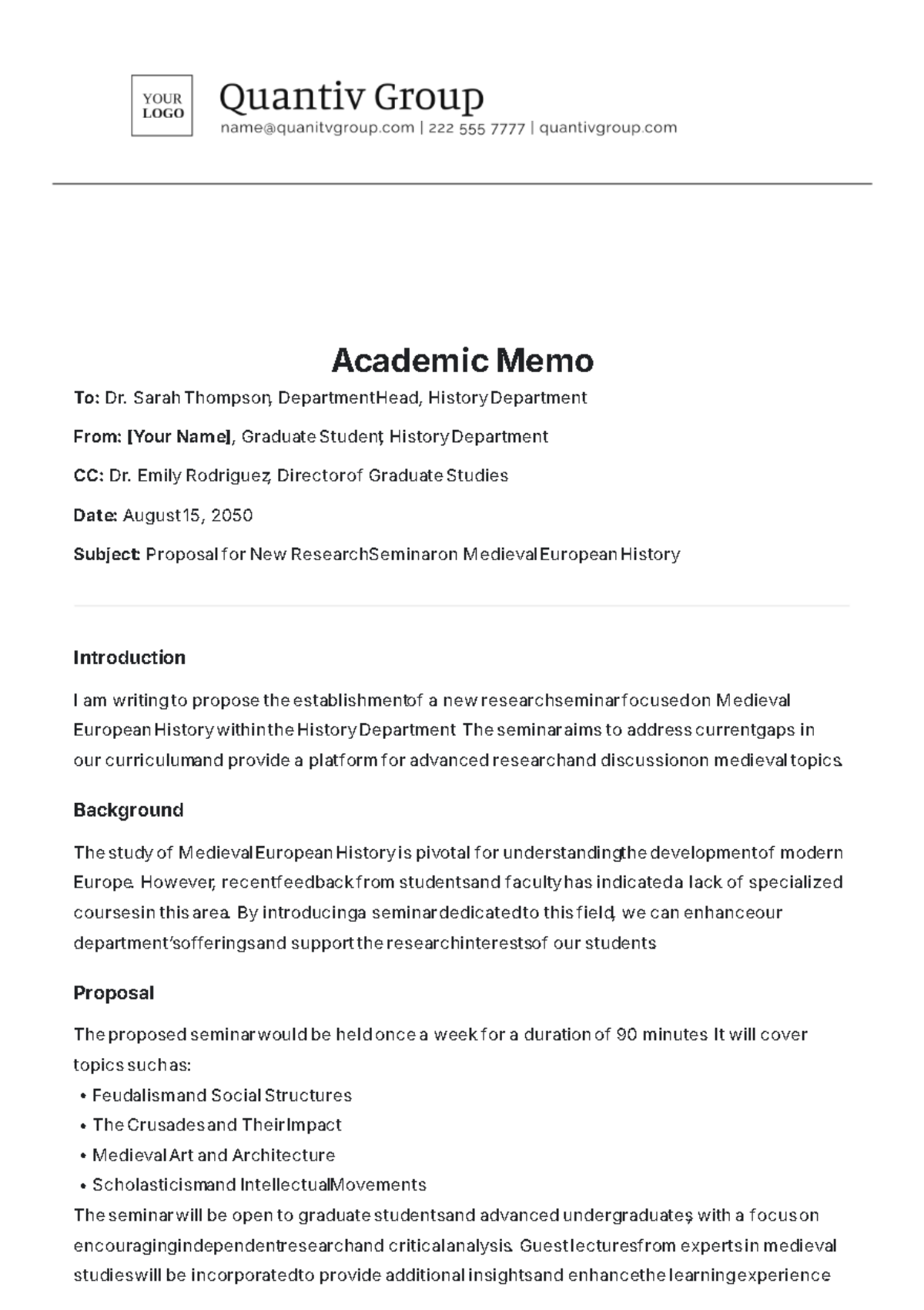 Academic Memo Template