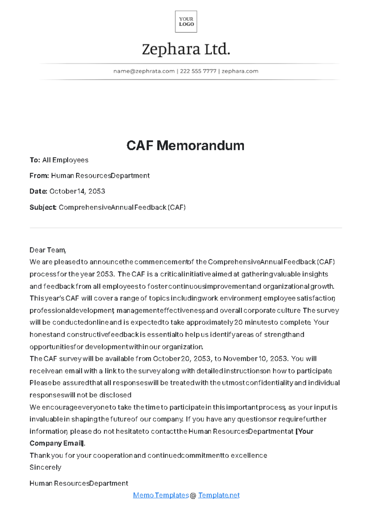 CAF Memorandum Template