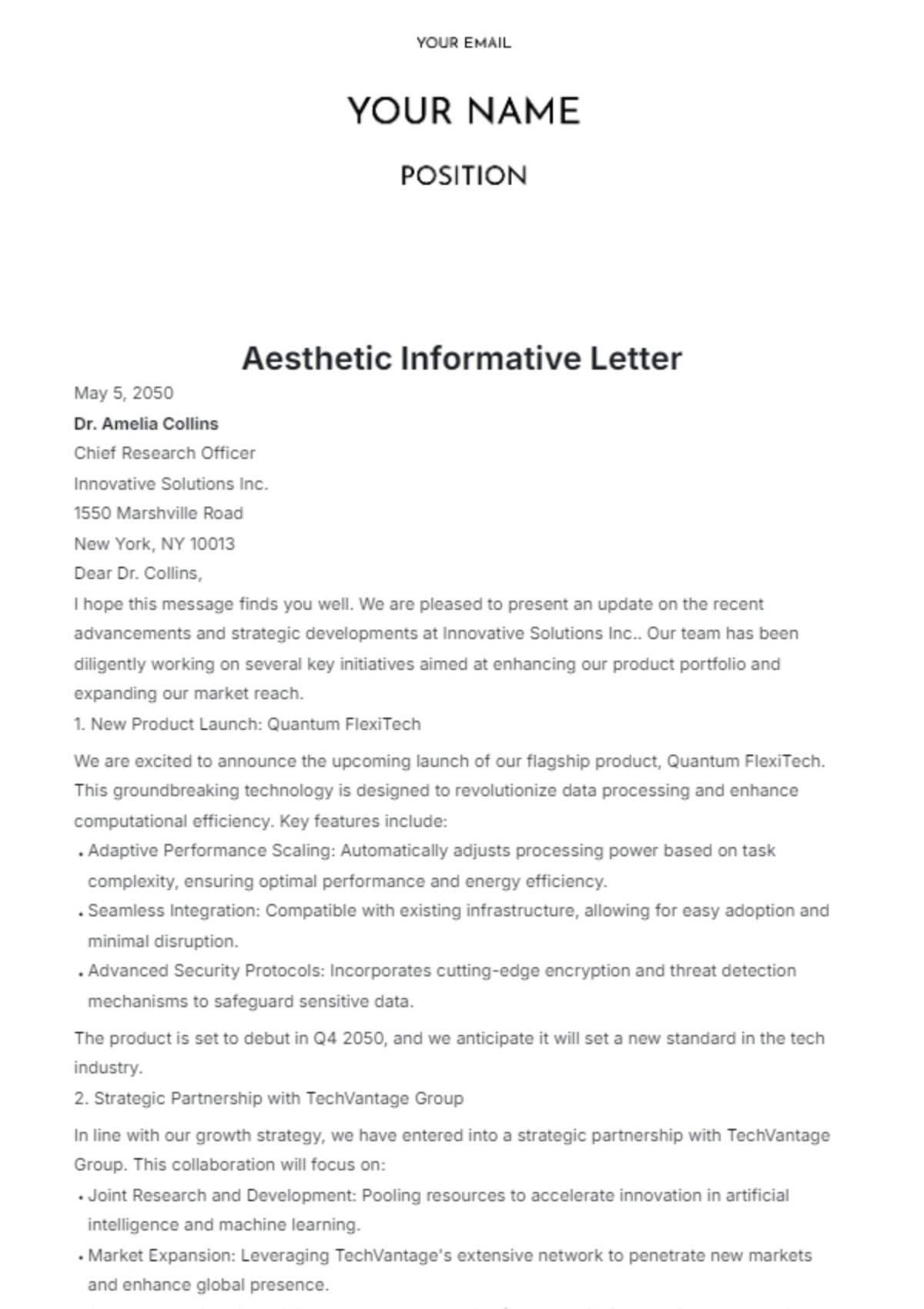 Aesthetic Informative Letter Template