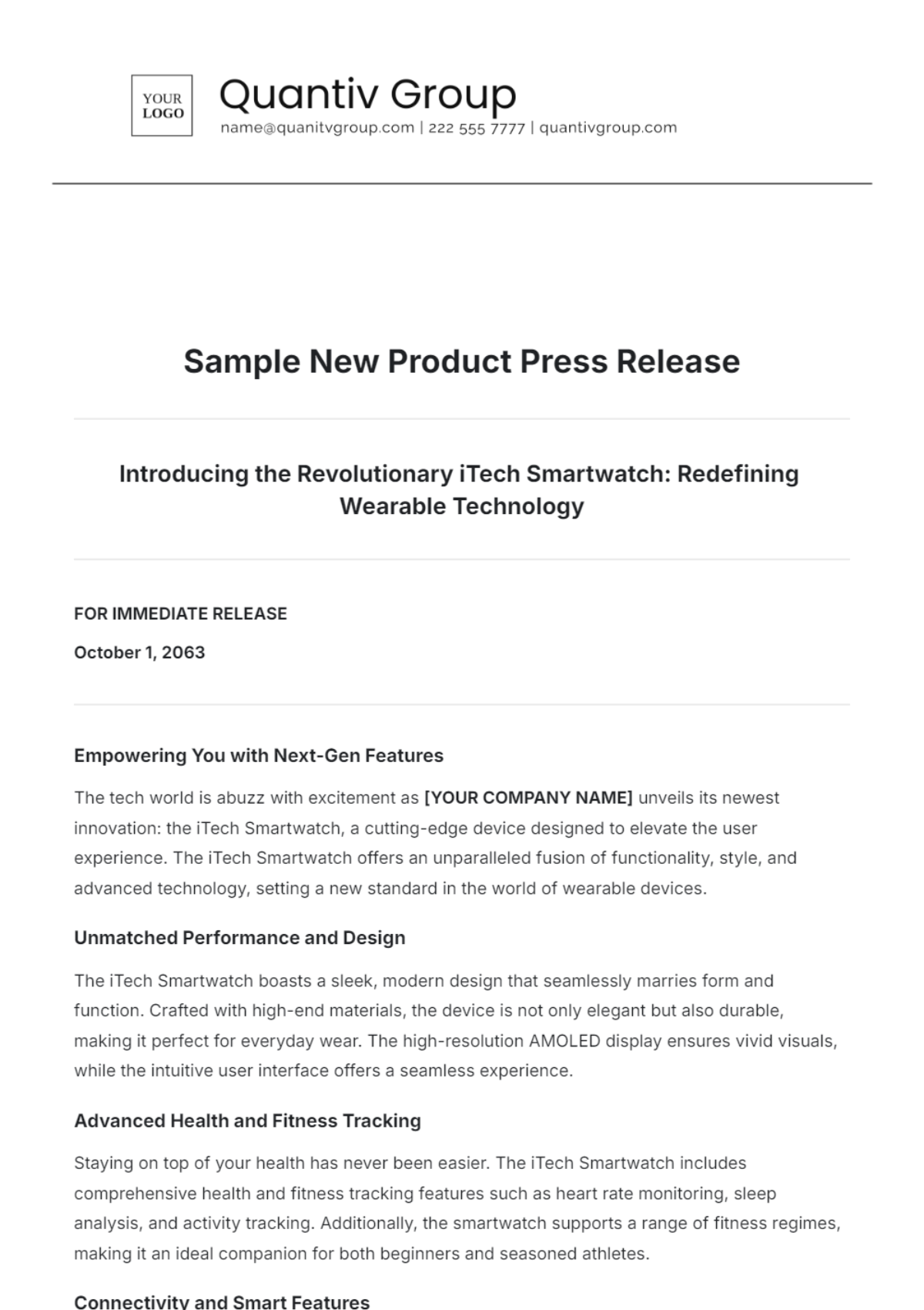 Sample New Product Press Release Template