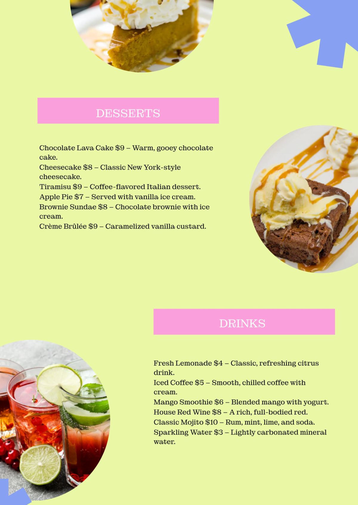 Free Bold Minimalist Menu Template to Edit Online