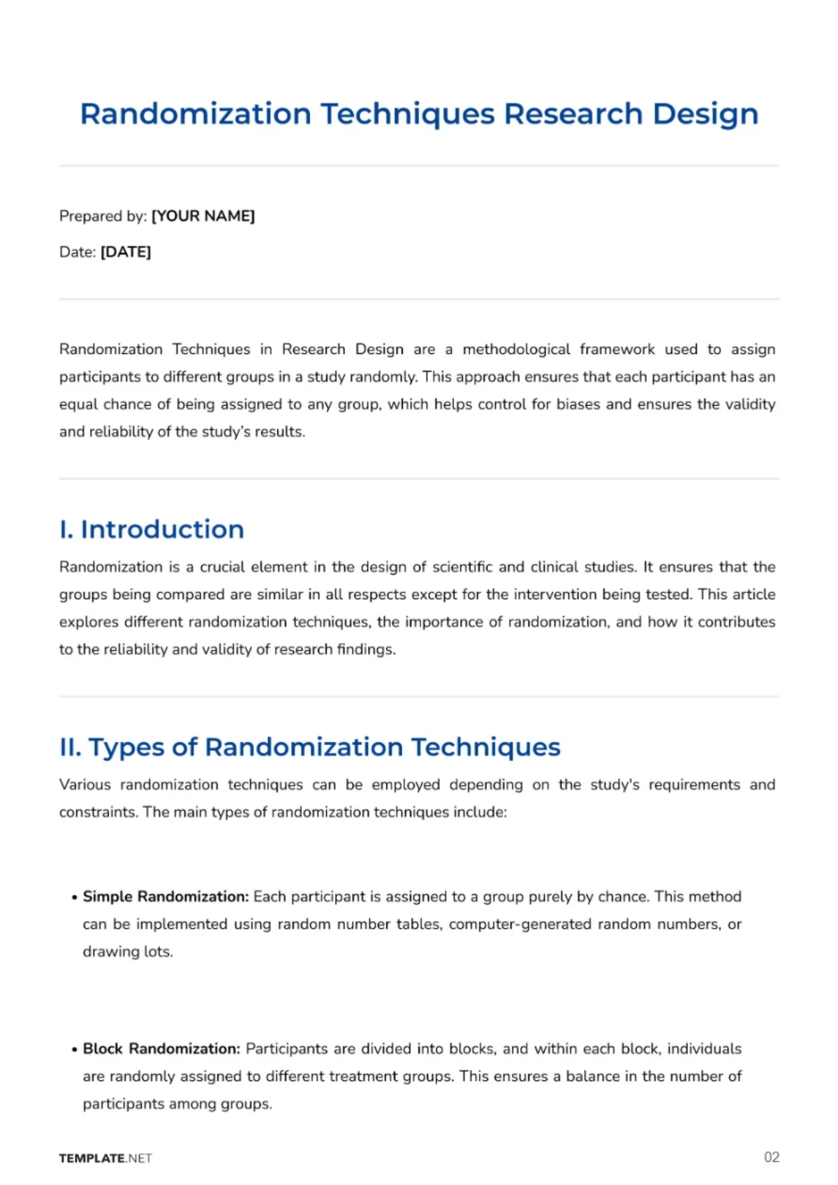Free Randomization Techniques Research Design Template to Edit Online
