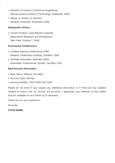Free Personal Information Letter Template to Edit Online