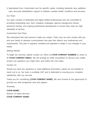 Free Home Care Information Letter Template to Edit Online