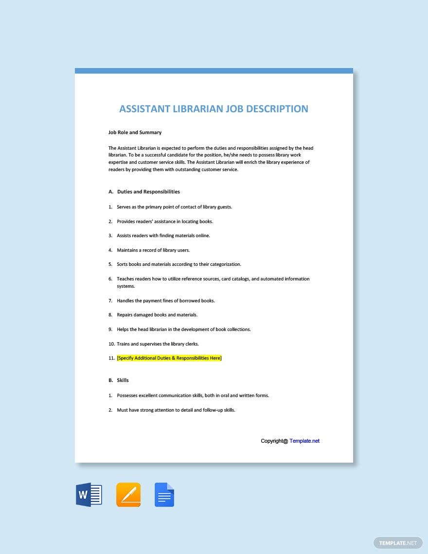 free-assistant-librarian-job-ad-description-template-download-in-word