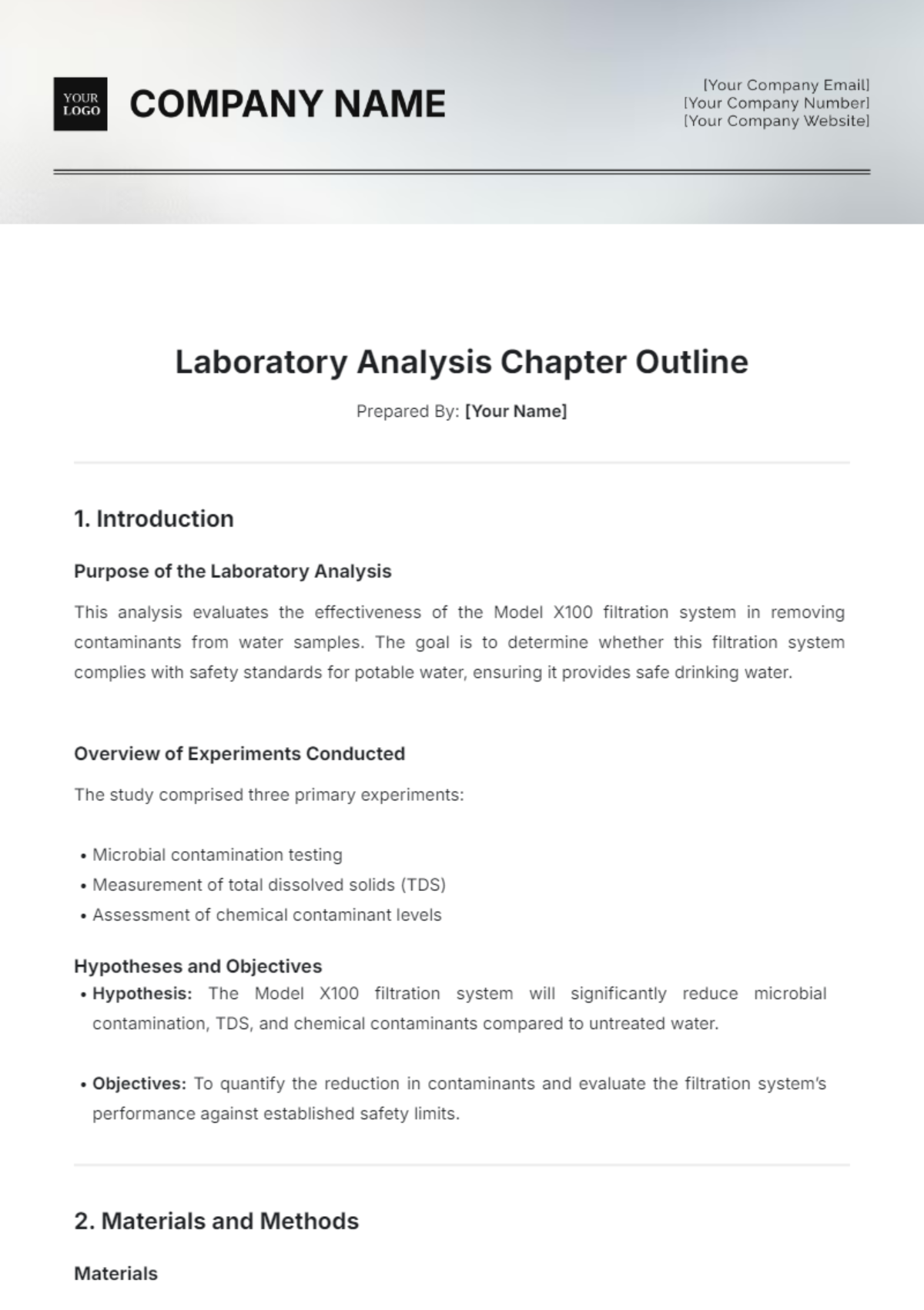 Laboratory Analysis Chapter Outline Template - Edit Online & Download