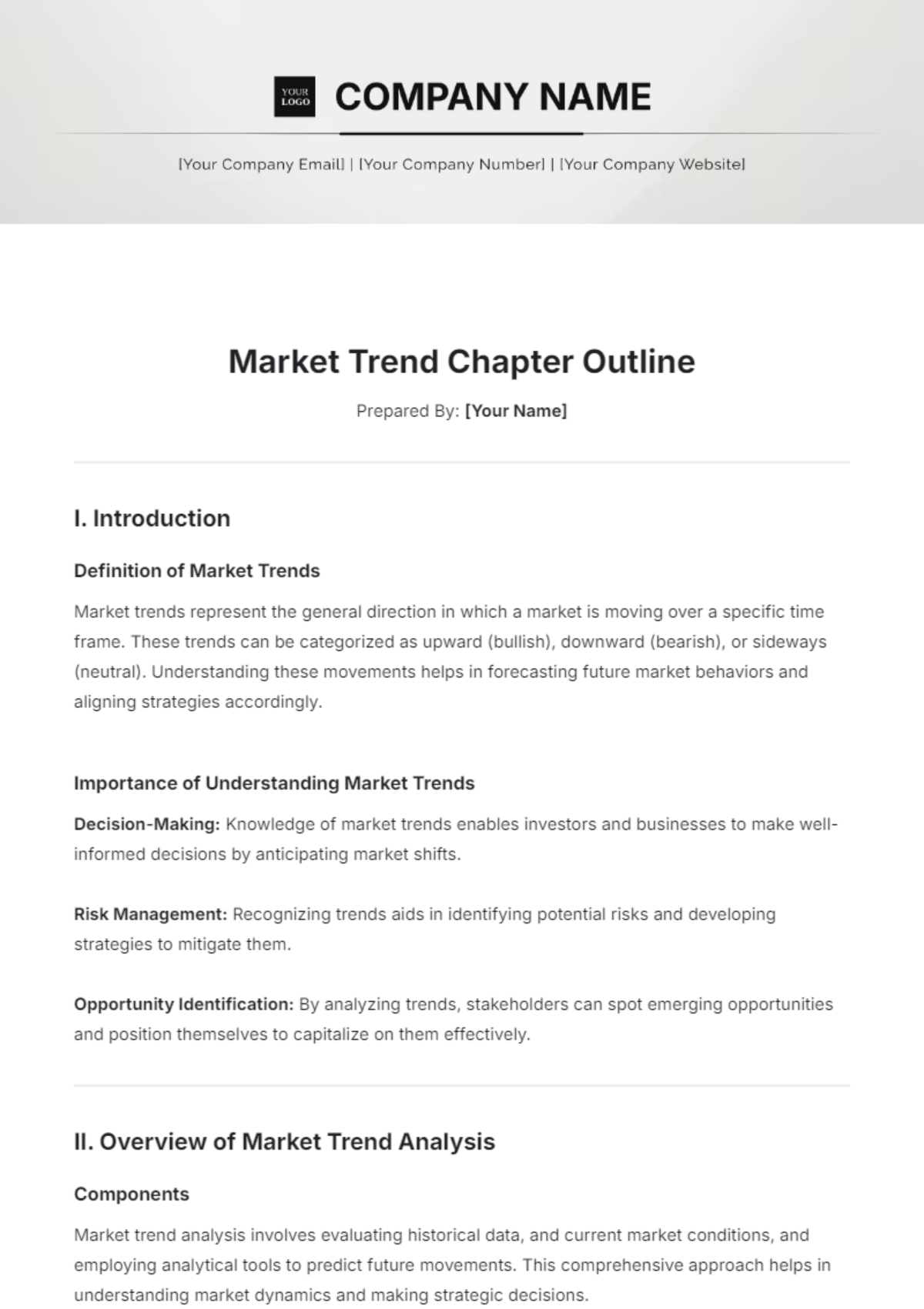 Market Trend Chapter Outline Template - Edit Online & Download