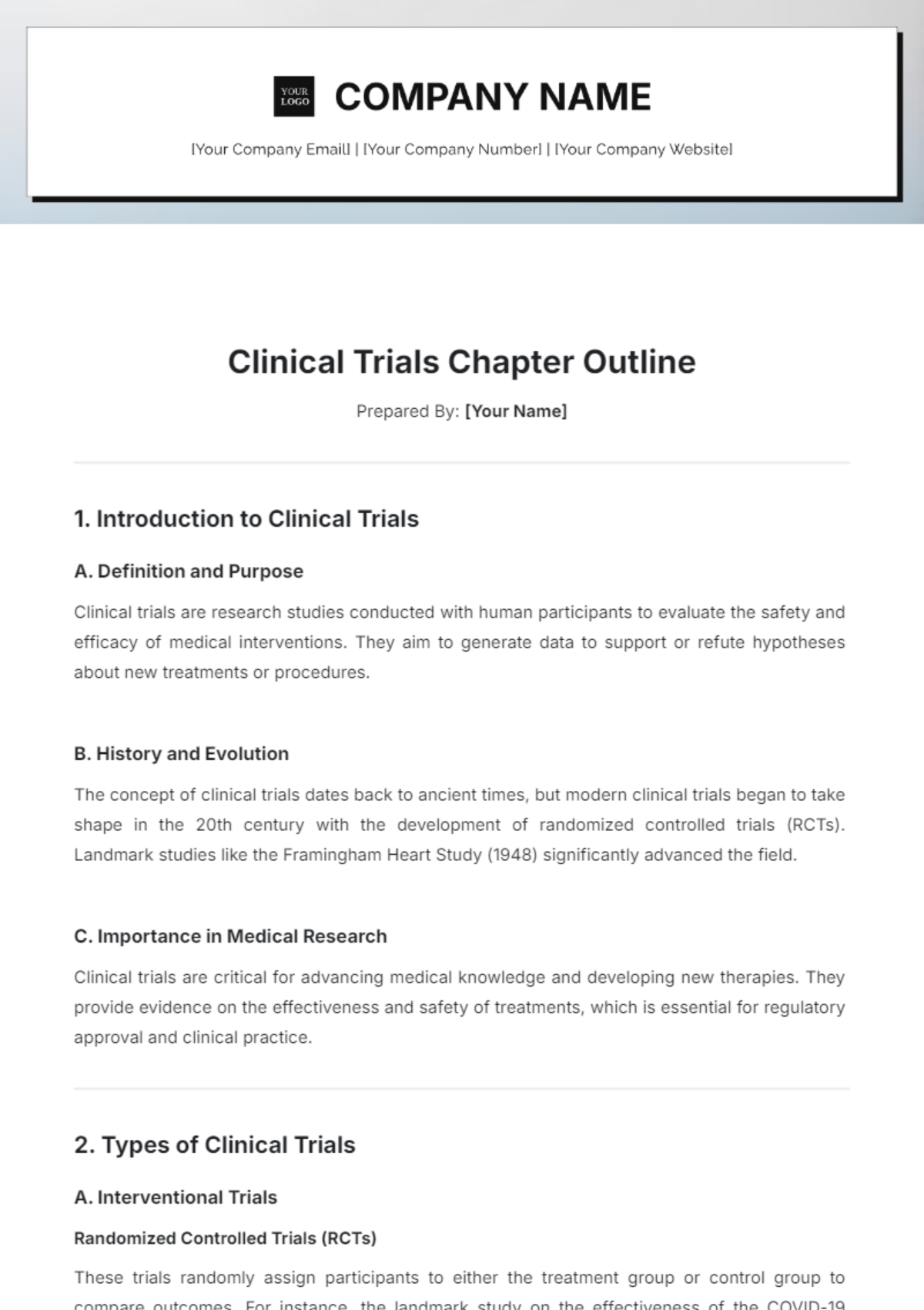 Clinical Trials Chapter Outline Template - Edit Online & Download