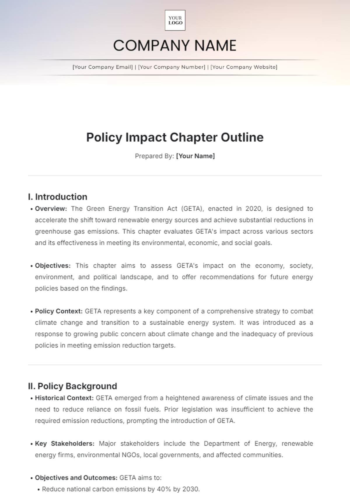 Policy Impact Chapter Outline Template - Edit Online & Download