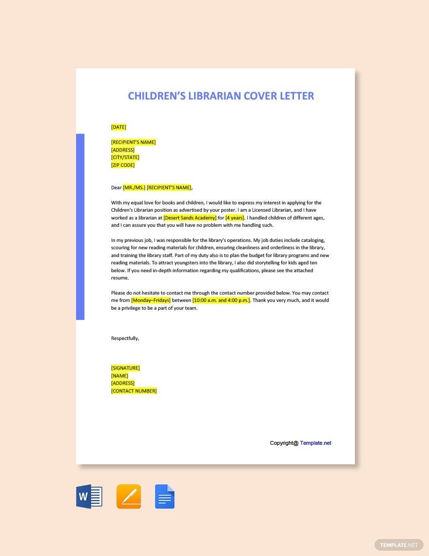 Children's Librarian Cover Letter