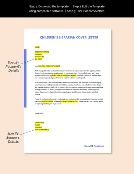 cover letter examples children's librarian