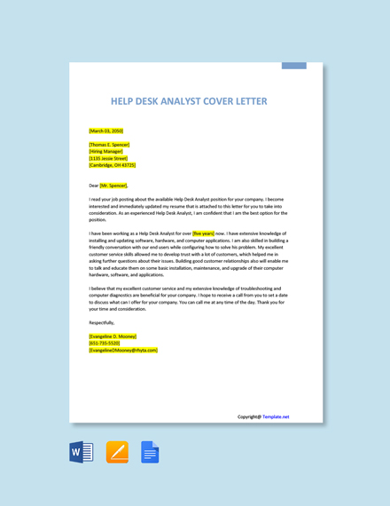 Free Help Desk Analyst Cover Letter Word Google Doc Apple