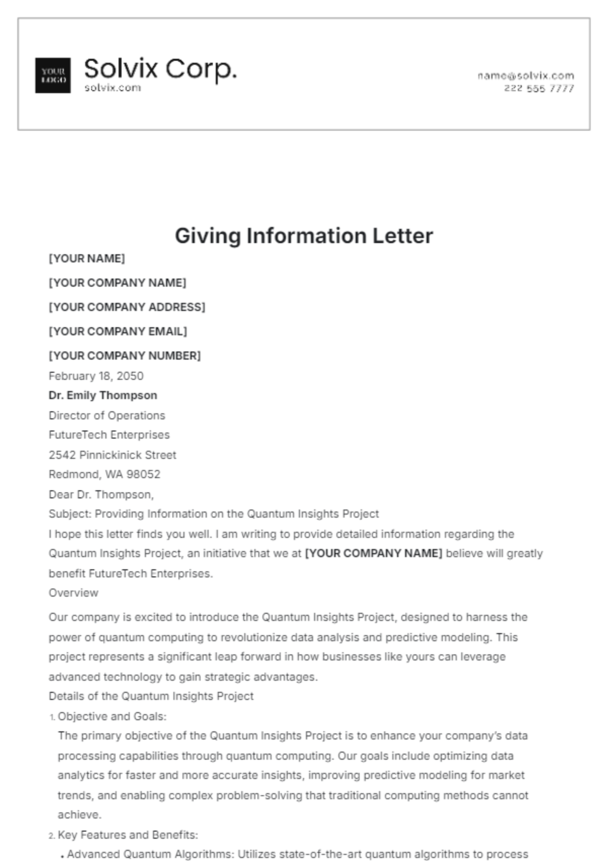 Giving Information Letter Template - Edit Online & Download