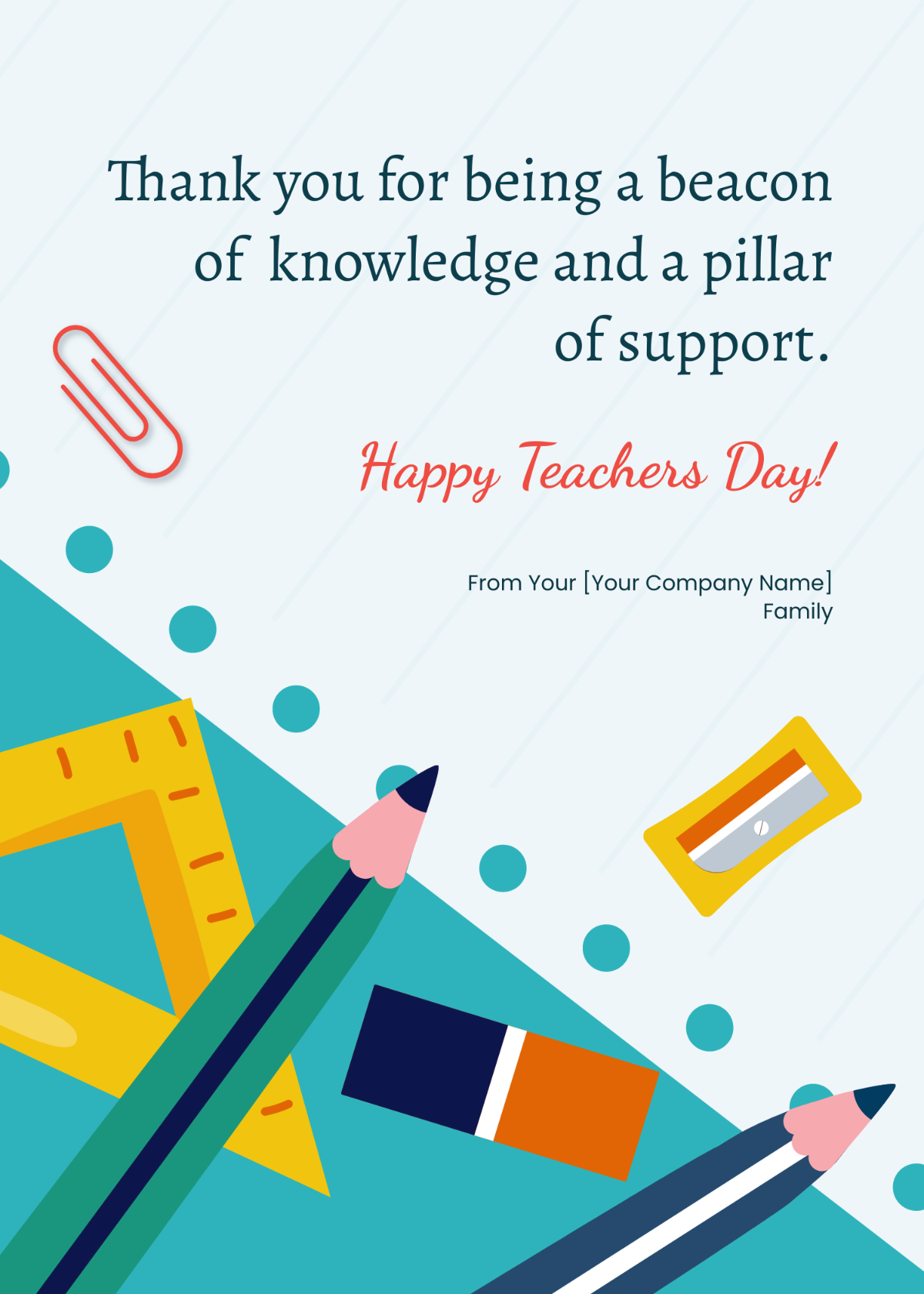 Teachers Day Appreciation Card Template - Edit Online & Download