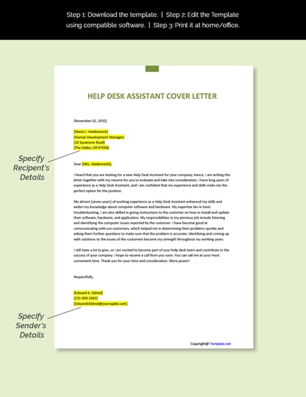 FREE Help Desk Assistant Cover Letter Template - Word (DOC ...