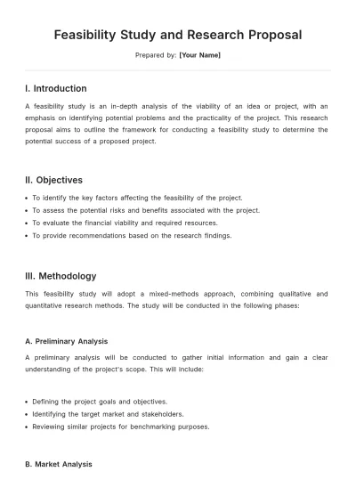 Free Feasibility Study Research Proposal Template to Edit Online