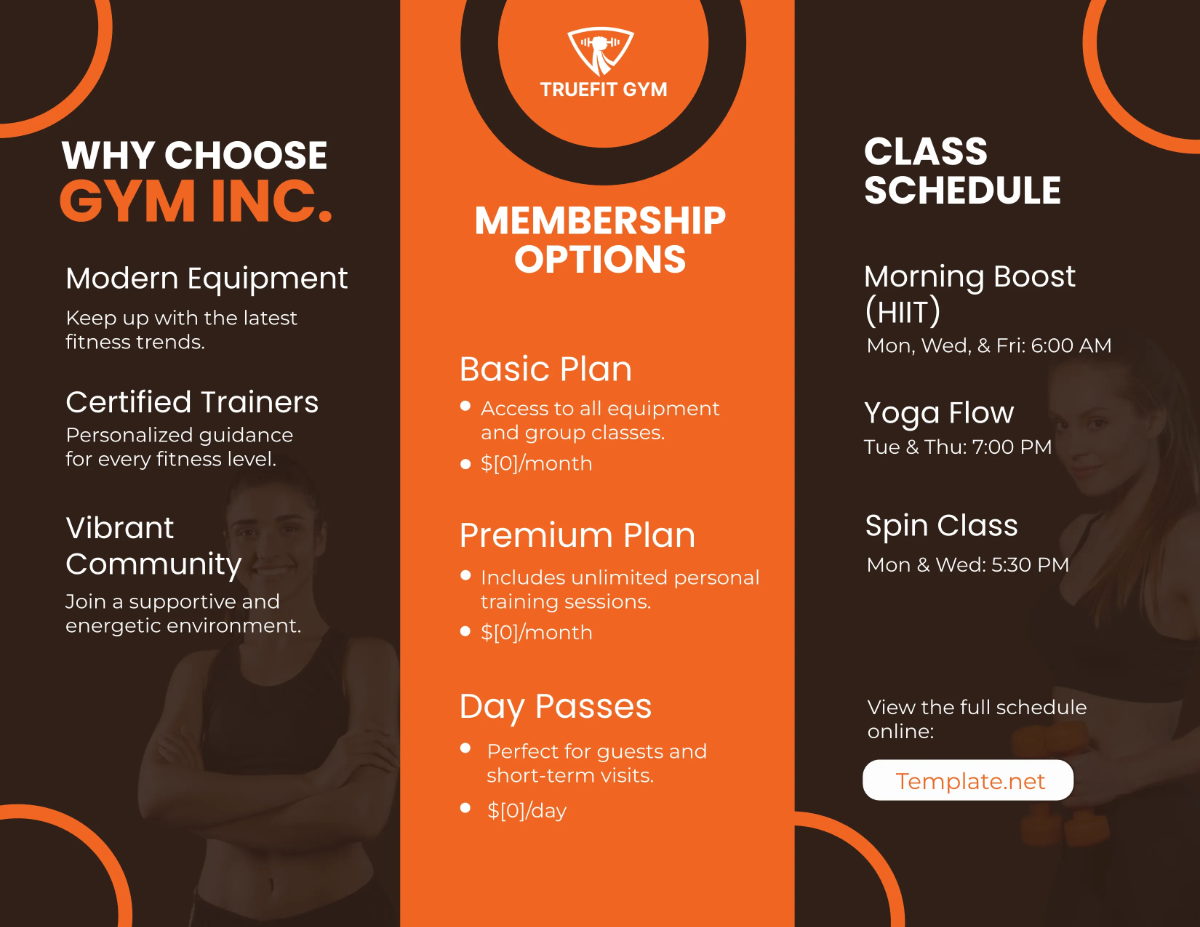 Free Gym Membership Brochure Template to Edit Online
