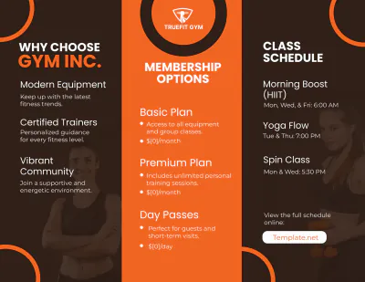 Free Gym Membership Brochure Template to Edit Online