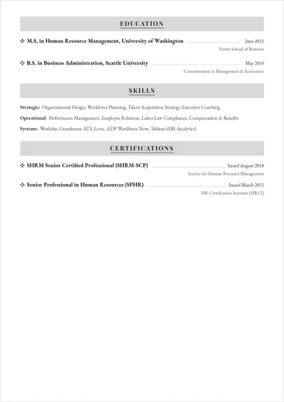 Free HR Manager ATS Resume Template, AI Resume Builder