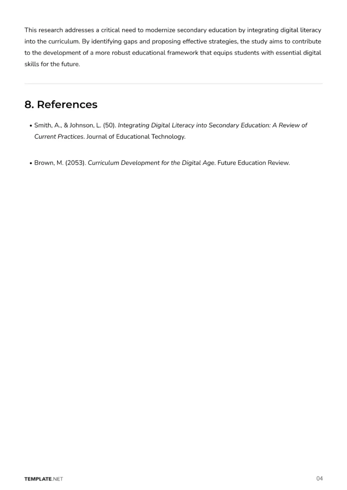 Free Educational Research Problem Template to Edit Online
