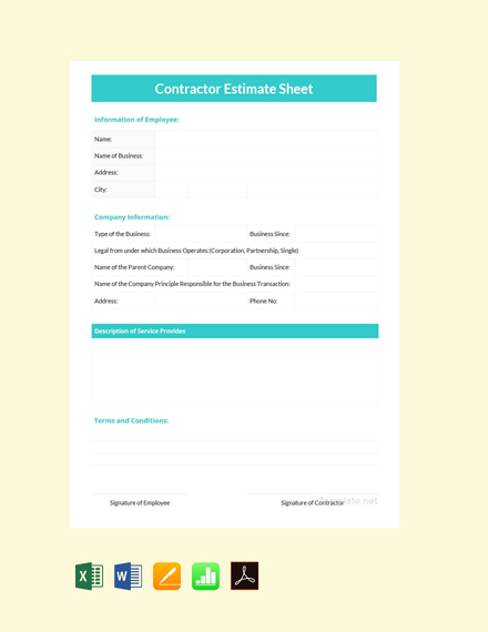 FREE Project Estimate Template - PDF | Word (DOC) | Excel | InDesign ...