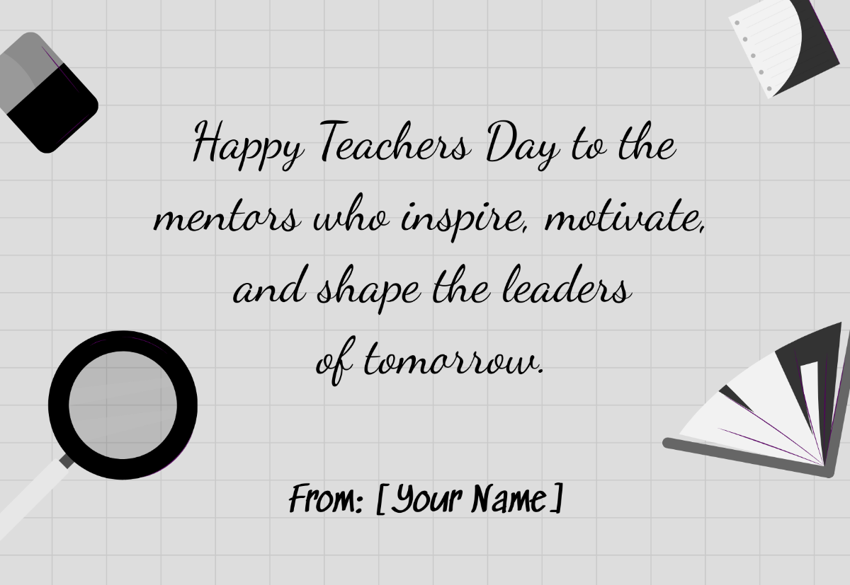 Teachers Day Black and White Card Template - Edit Online & Download