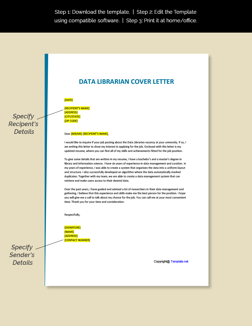 Data Librarian Cover Letter