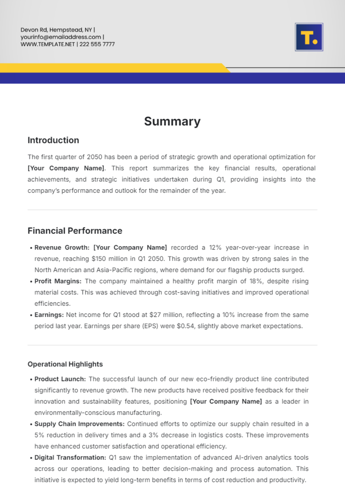 Summary Template - Edit Online & Download