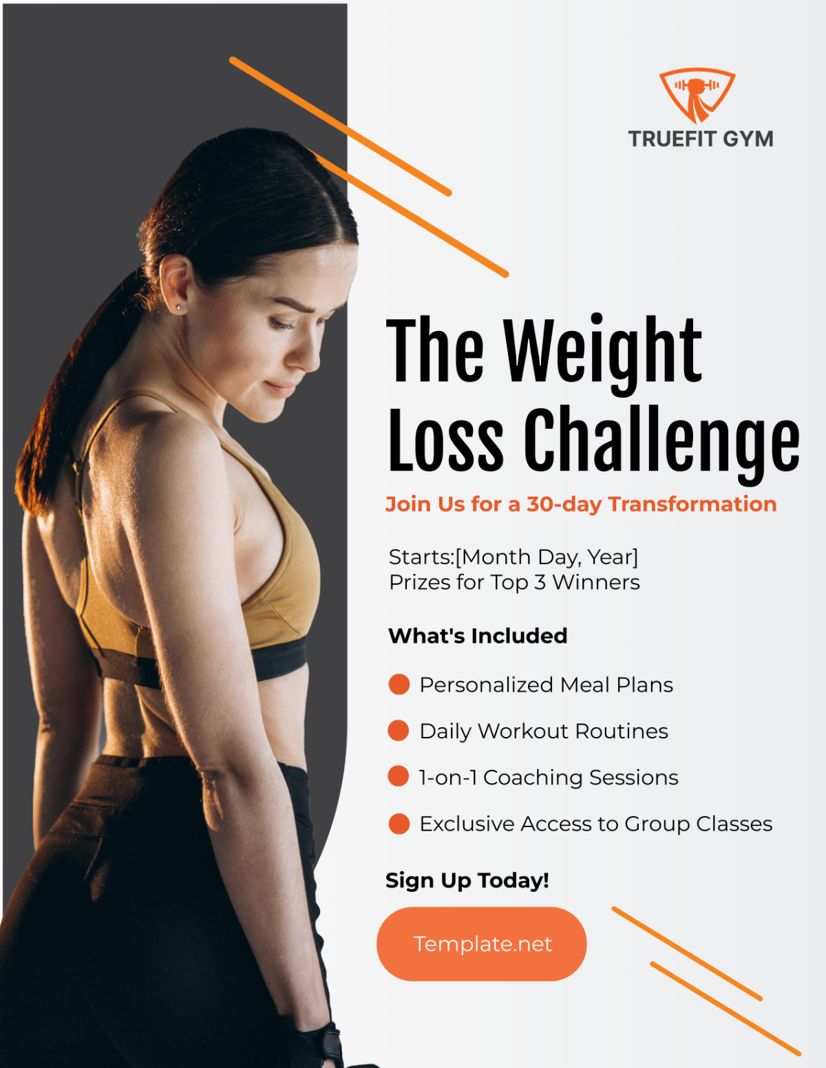 Gym Weight Loss Challenge Flyer Template - Edit Online & Download