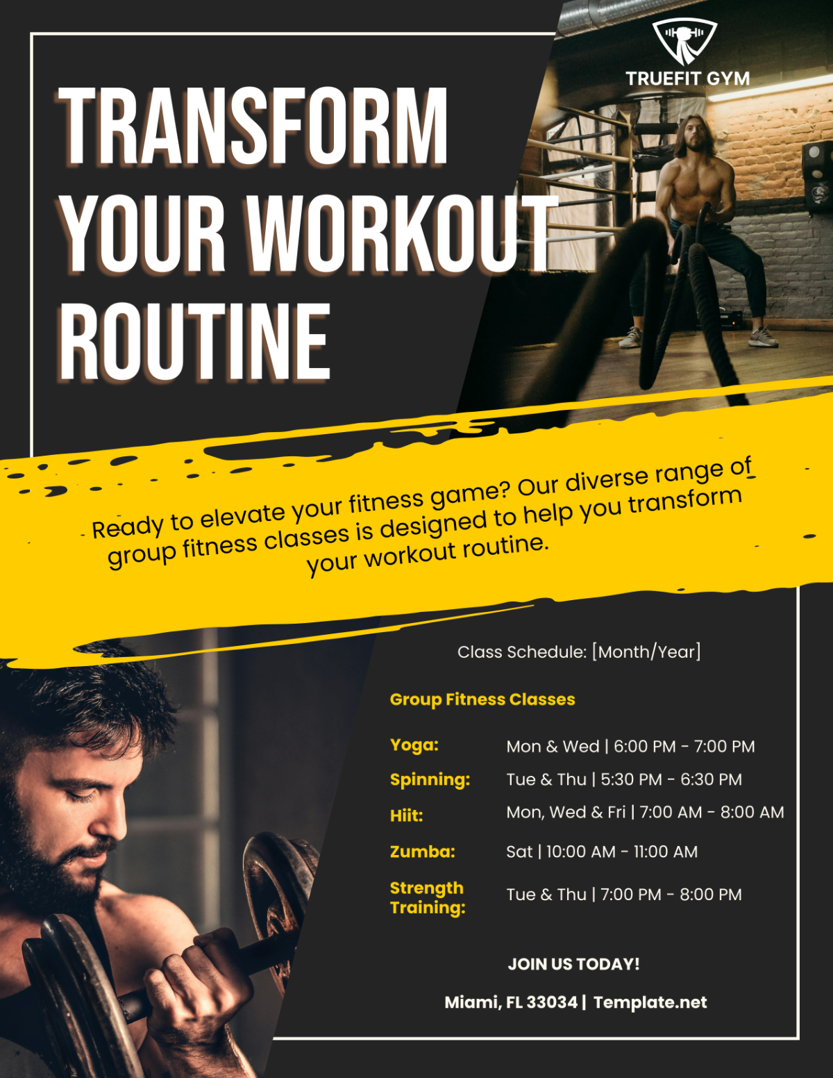 Free Gym Class Schedule Flyer Template to Edit Online