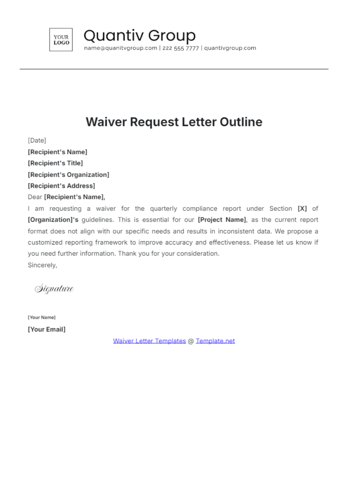 Waiver Request Letter Outline Template