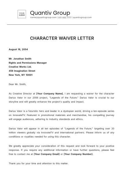 Free Character Waiver Letter Template to Edit Online