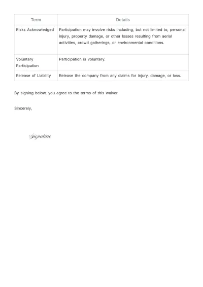 Free General Waiver Letter Layout Template to Edit Online