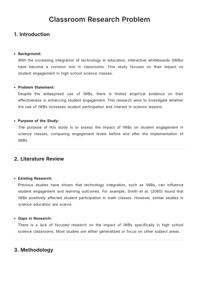 Free Classroom Research Problem Template to Edit Online