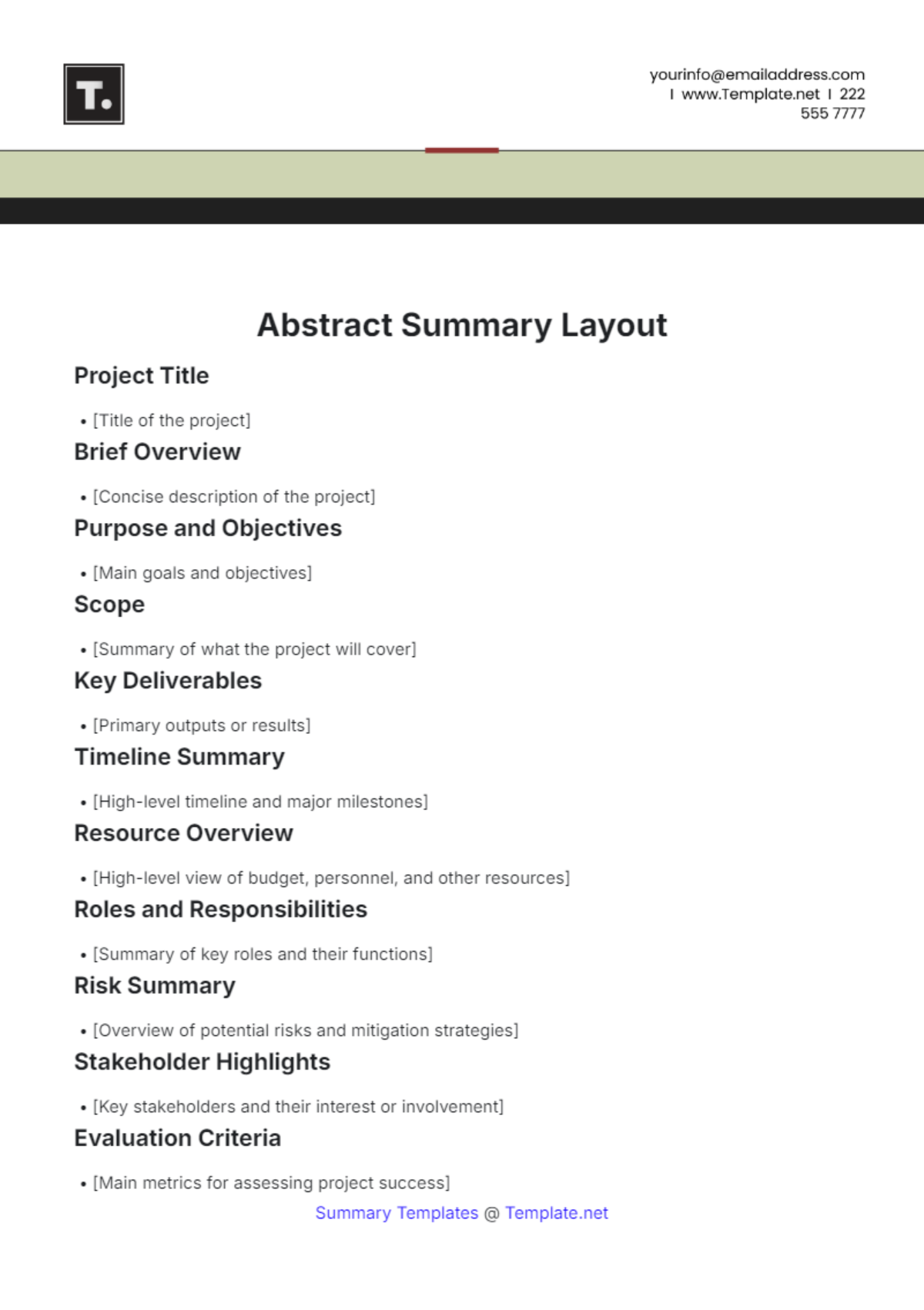 Abstract Summary Layout Template - Edit Online & Download