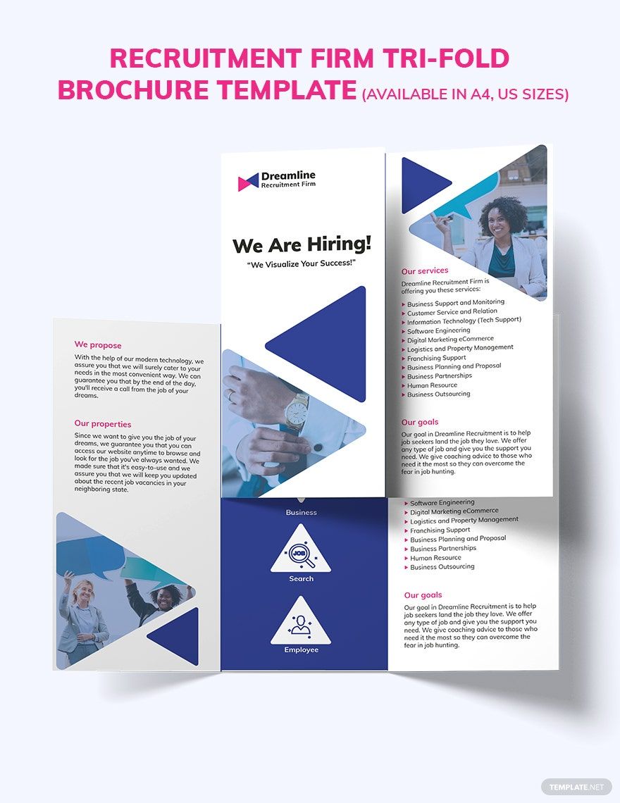 Free Recruitment Firm Tri-fold Brochure Template