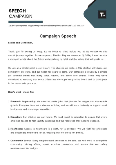 Free Campaign Speech Template to Edit Online