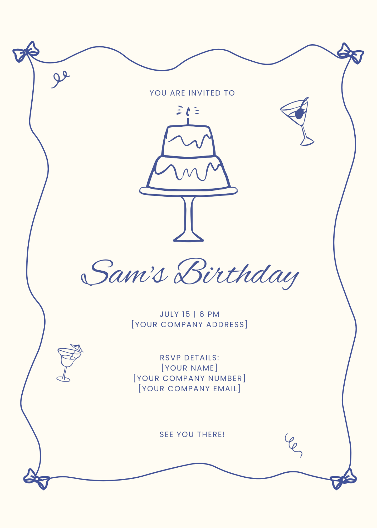 Illustrative Doodle Birthday Invitation Template