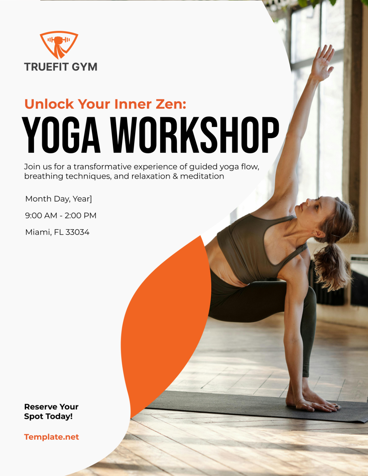 Gym Yoga Workshop Flyer Template - Edit Online & Download