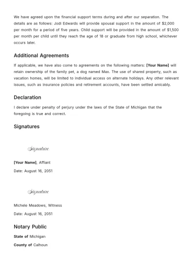 Free Affidavit of Separation Template to Edit Online