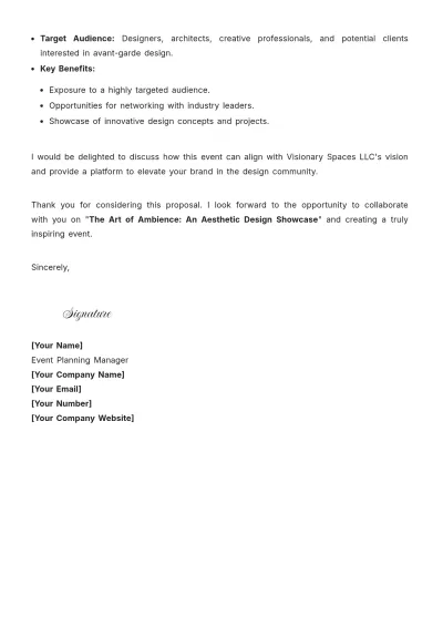 Free Aesthetic Event Design Proposal Letter Template to Edit Online