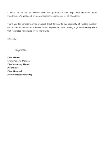 Free Music Event Proposal Letter Template to Edit Online