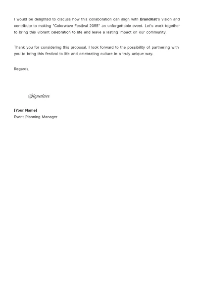 Free Festival Event Proposal Letter Template to Edit Online