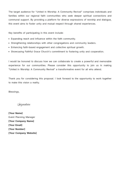Free Church Event Proposal Letter Template to Edit Online