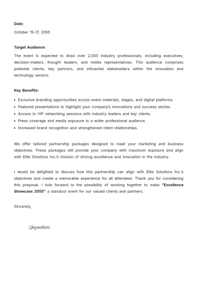 Free Client Event Proposal Letter Template to Edit Online